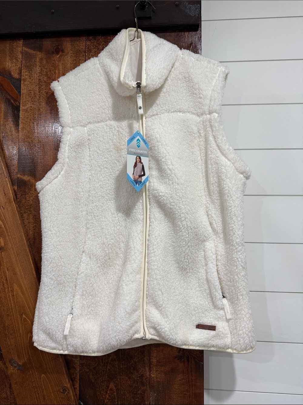Free Country Cream Sherpa Zip-Up Vest
